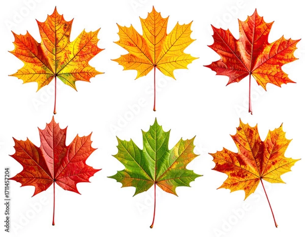 Obraz Autumn maple leaves arranged in a grid
