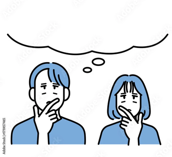 Fototapeta 吹き出し付きの思案する医師達のイラスト