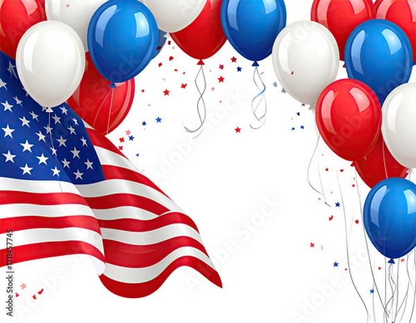 Obraz Patriotic balloons and flag image