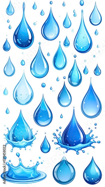 Obraz Collection of stylized water droplets (6)