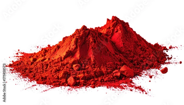 Obraz Pile of vibrant red powder on black background