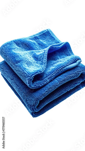 Obraz Stacked blue microfiber towels