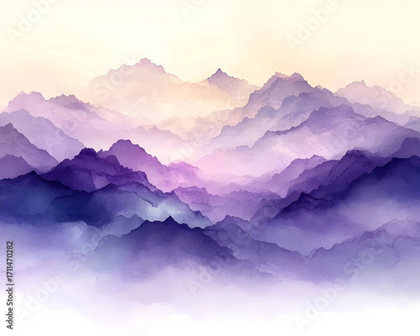 Obraz Purple Mountain Range Abstract Background Illustration
