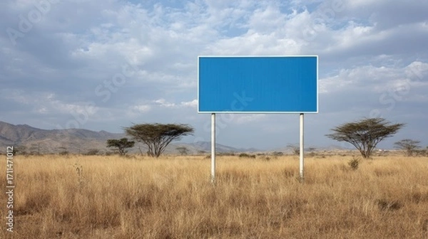 Fototapeta Empty Billboard in a Dry Landscape
