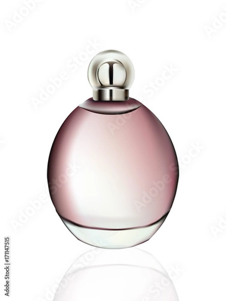 Fototapeta Perfume Cosmetics package Vector realistic mock up. Eau de toillete golden bottle Perfect for advertising, flyer, banner, poster. 3d illustration