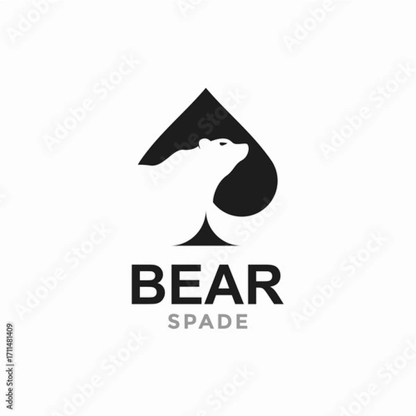Obraz bear and spade in negative space logo
