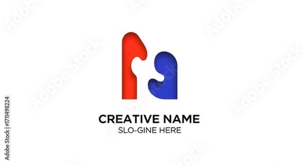Fototapeta Abstract red and blue logo with the text CREATIVE NAME SLOGAN HERE on white background