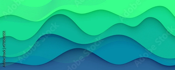 Fototapeta Abstract blue background with wave design vector illustration for wallpaper or banner template