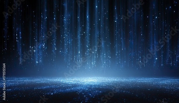 Obraz Abstract blue sparkle rain background