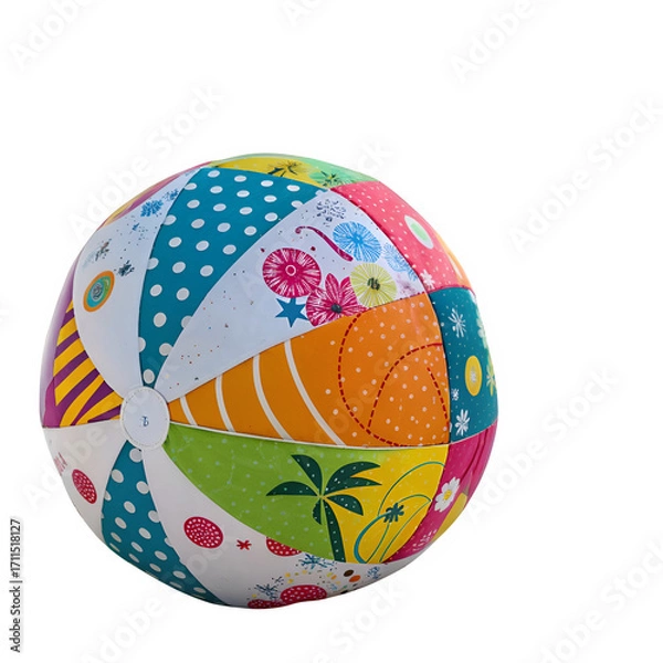 Fototapeta Colorful beach ball isolated on transparent background