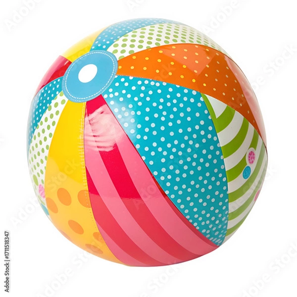 Fototapeta Colorful beach ball isolated on transparent background