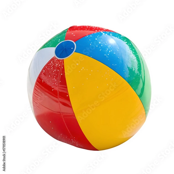 Fototapeta Colorful beach ball isolated on transparent background