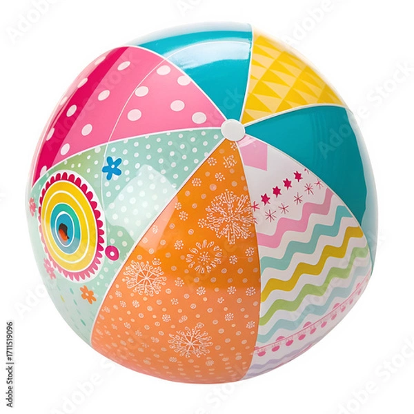 Fototapeta Colorful beach ball isolated on transparent background