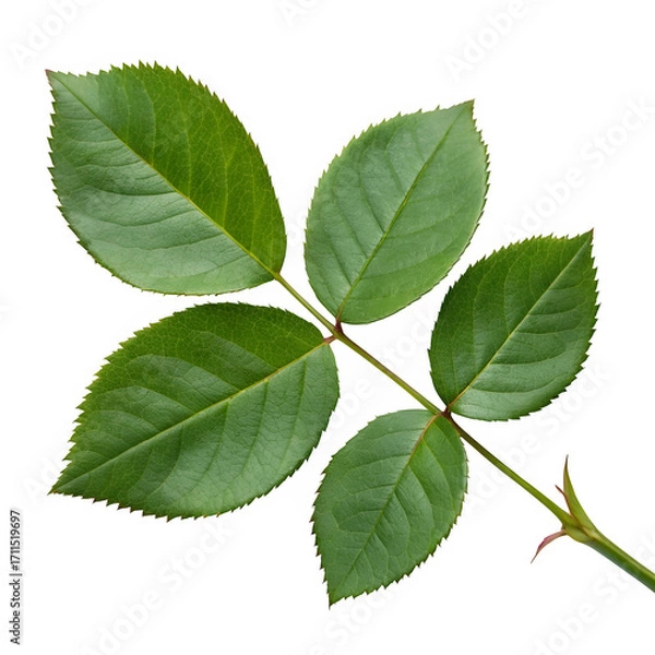 Obraz Green rose leaves isolated on transparent background