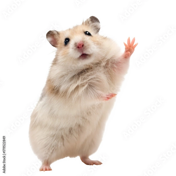 Fototapeta Hamster standing on its hind legs isolated in transparent background