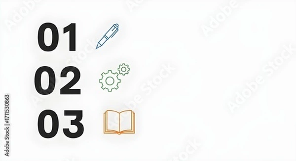 Fototapeta Numbered list one two three on white background for infographic design