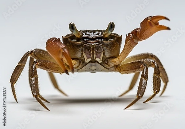 Fototapeta マクロ撮影　カニ　甲殻類　鮮明な質感　白い背景
