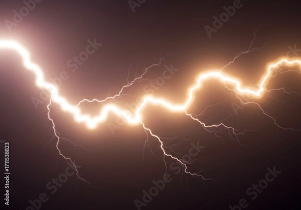 Fototapeta 雷の光、夜空を彩る白熱的な閃光、ダイナミックな自然写真
