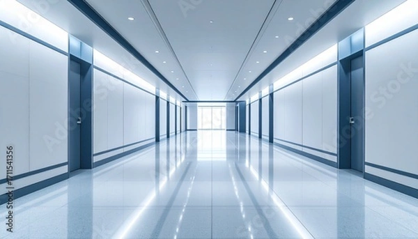 Fototapeta Empty modern office corridor perspective