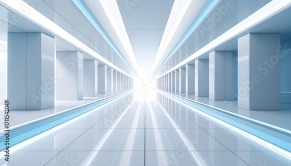 Obraz Empty modern corridor with bright light perspective