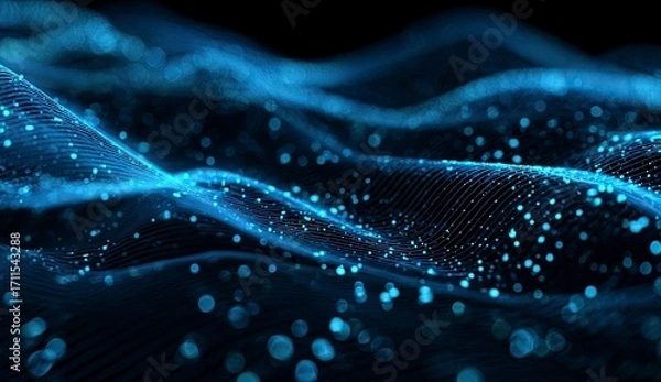 Fototapeta Abstract Blue Digital Wave Pattern Background