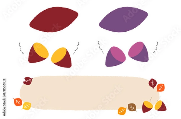 Obraz さつまいものイラスト_テキスト背景あしらい付き｜Sweet Potato