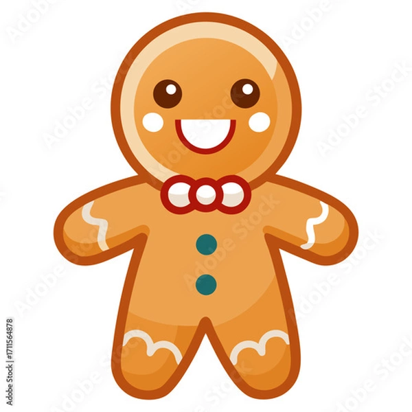 Fototapeta Gingerbread man holiday biscuit or cookie flat color vector icon for food apps and websites
