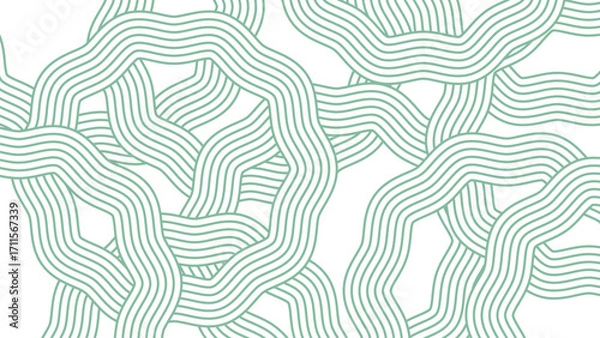 Fototapeta Abstract green wavy line pattern background with modern geometric flow