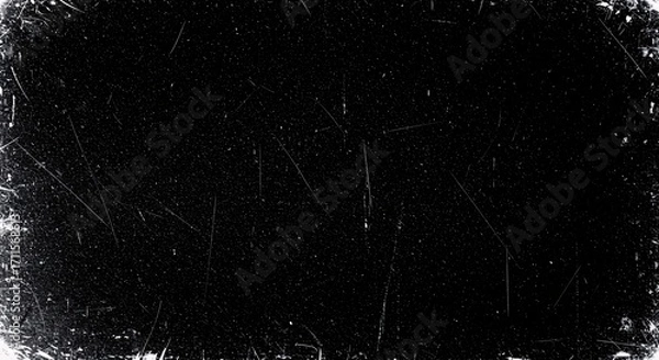Fototapeta Distressed Black and White Grunge Texture Overlay with Scratches and Dust Particles for a Vintage Film Effect Background