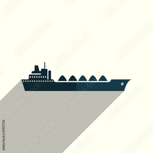 Fototapeta Sea transport flat icons with of shadow. Vector illustration