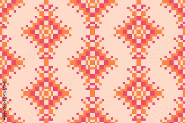 Fototapeta Seamless square pixel pattern, seamless pattern illustration.	