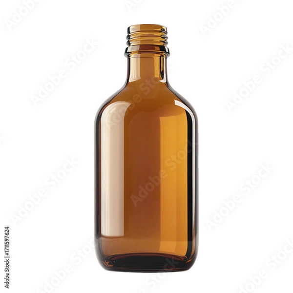 Fototapeta An amber glass bottle isolated on transparent background, showcasing its smooth curves and classic design, ideal for pharmaceutical, cosmetic, or beverage packaging solutions