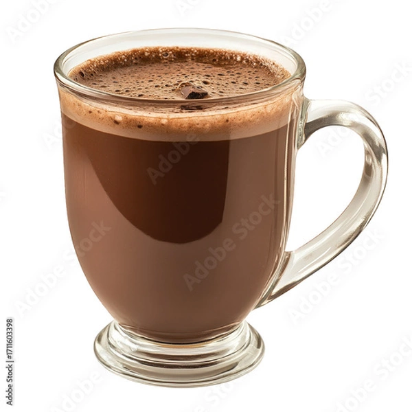 Fototapeta A steaming mug of rich hot chocolate, isolated on transparent background, offering a comforting and indulgent treat for a cozy moment of relaxation and warmth