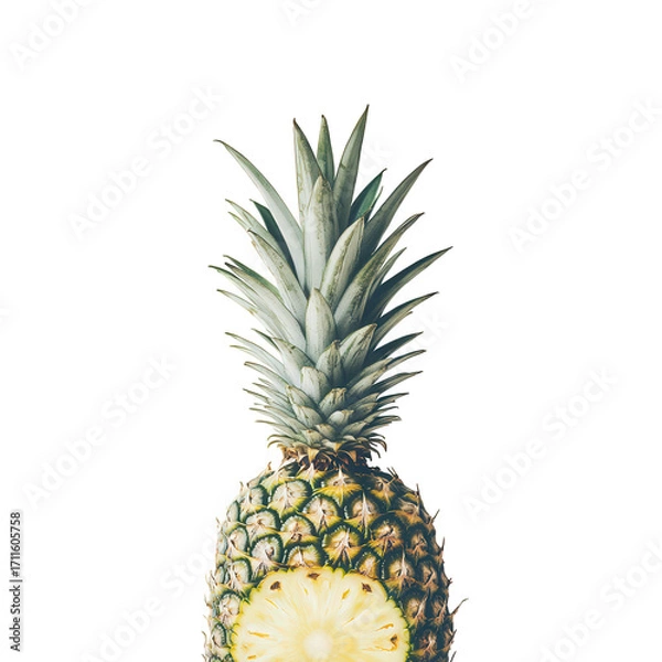 Fototapeta Pineapple isolated on transparent background, a tropical fruit with a sweet and tangy flavor, perfect for a refreshing snack or ingredient in various culinary creations