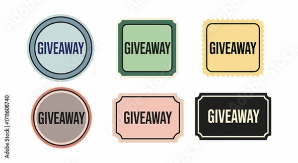 Fototapeta Colorful Giveaway Badges and Stickers Set with Different Shapes and Designs.