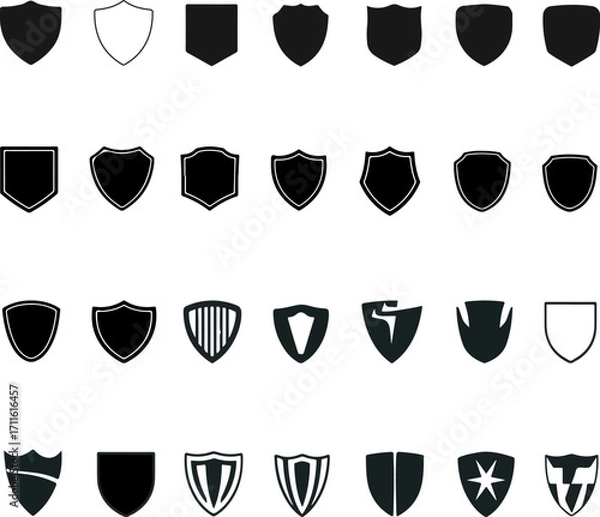 Fototapeta Shield Icon Collection Variety of Shapes and Styles