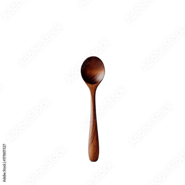 Fototapeta A closeup shot of a wooden spoon isolated on transparent background, showcasing its smooth, polished surface and the intricate grain patterns of the wood, perfect for culinary use