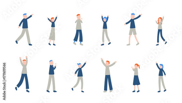 Obraz 喜ぶ人々のイラストセット