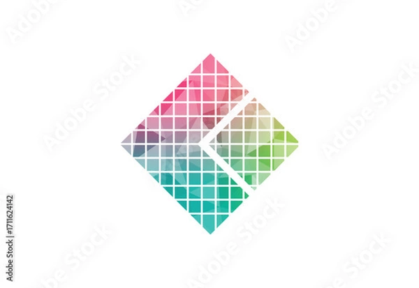 Fototapeta Low poly with Floor tiles logo design, Vector design, Concept