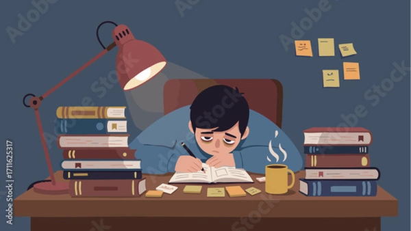 Obraz Overwhelmed Freelancer Struggling to Develop a Startup Idea