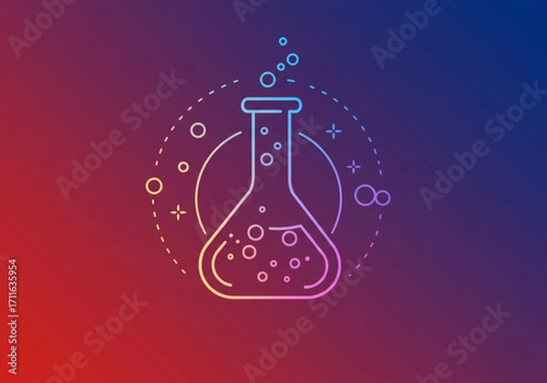 Fototapeta Bubbling science flask symbolizes innovation, research, and discovery in a modern, vibrant laboratory setting