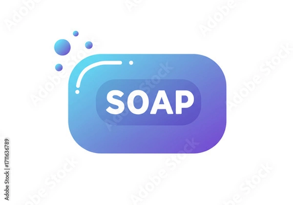 Fototapeta Sparkling clean soap bar with refreshing bubbles, perfect for hygiene and personal care branding