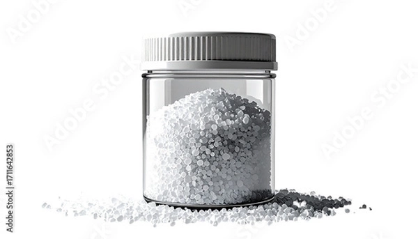 Obraz Clear jar filled with white granular substance