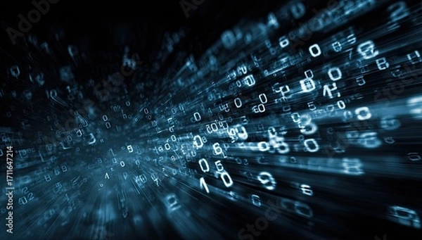 Fototapeta Abstract futuristic background of streaming binary code.