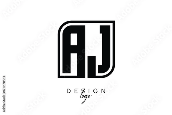 Fototapeta AJ Block Monogram Logo – Bold Geometric Lettermark in Rectangular Style for Modern Branding & Identity