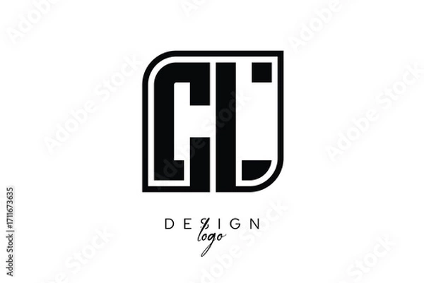 Fototapeta CL Block Monogram Logo – Bold Geometric Lettermark in Rectangular Style for Modern Branding & Identity