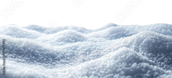 Fototapeta Sparkling snow surface with soft mounds and detailed texture, isolated on transparent cutout background