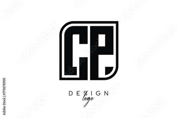 Fototapeta CP Block Monogram Logo – Bold Geometric Lettermark in Rectangular Style for Modern Branding & Identity