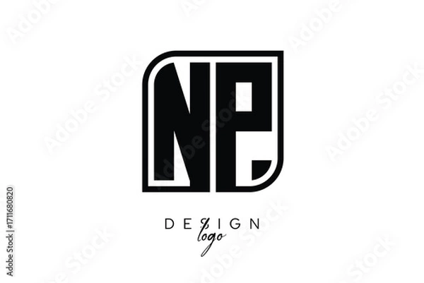 Fototapeta NP Block Monogram Logo – Bold Geometric Lettermark in Rectangular Style for Modern Branding & Identity