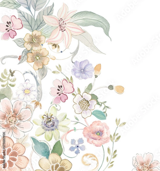 Obraz Assorted Hand painted Watercolor Floral And Nature Patterned Decorative Paper Collection